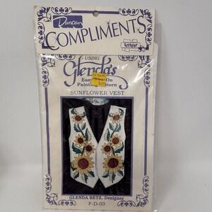Vintage Sunflower Vest Glenda's Easy Iron-On Painting Pattern Duncan F-D-03 New